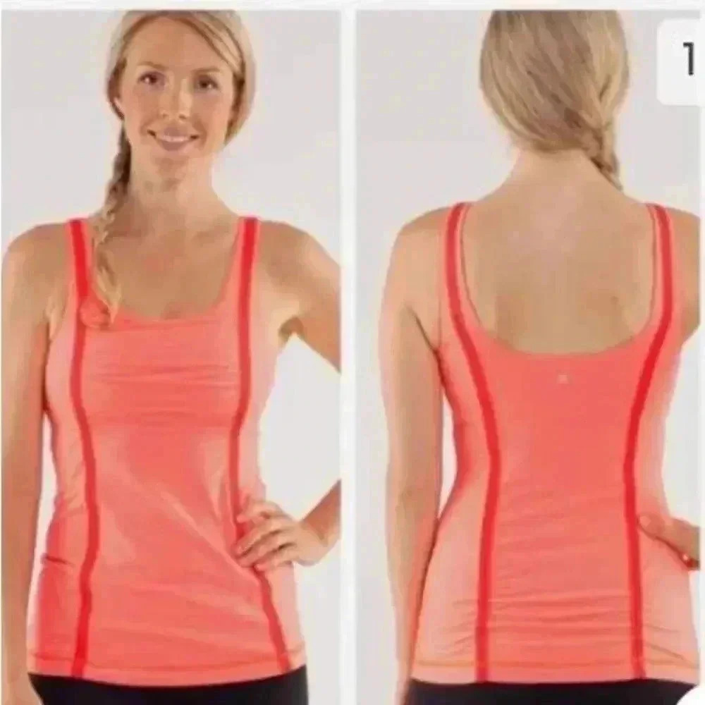 Lululemon Wholehearted Bright Orange Tank Top Size 6